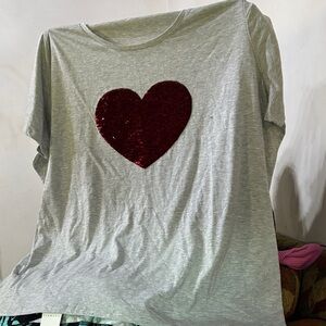 Gray T-Shirt with Red Heart Design